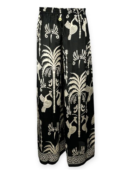 pantalone donna fantasia nero e bianco Pahiesa Formentera | PA2127150